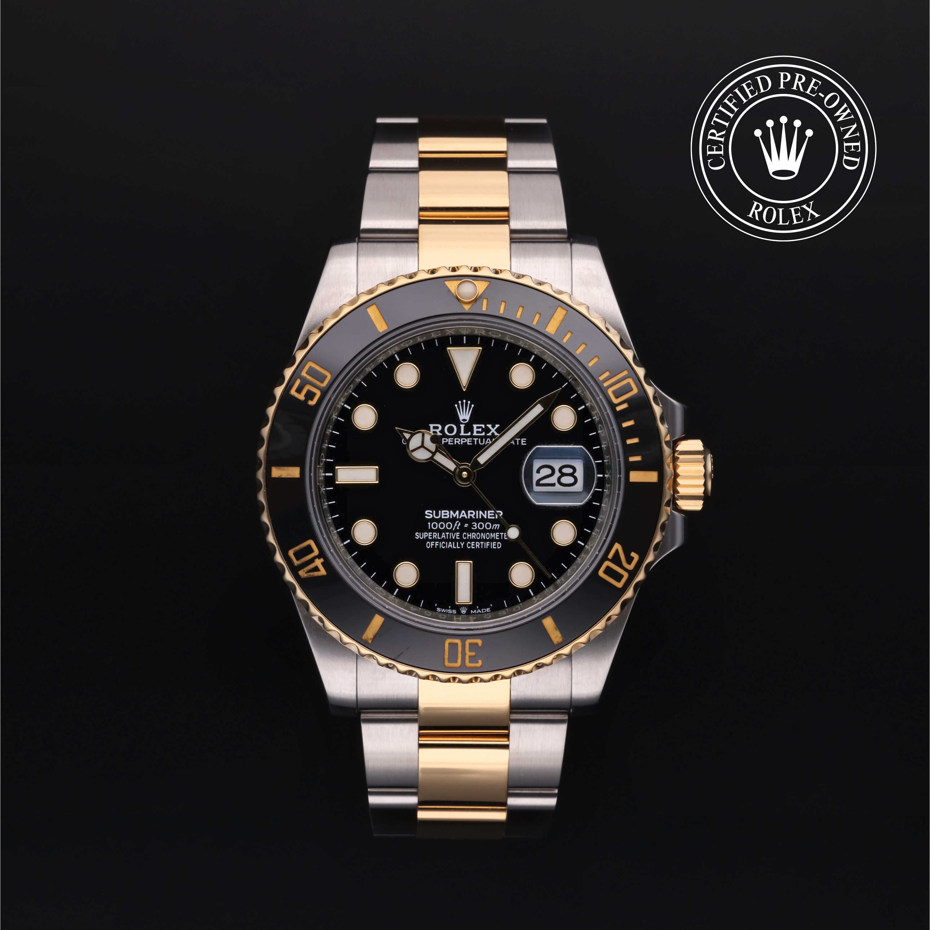 Rolex Certified Pre-owned Submariner M126613LN-0002 front on black background