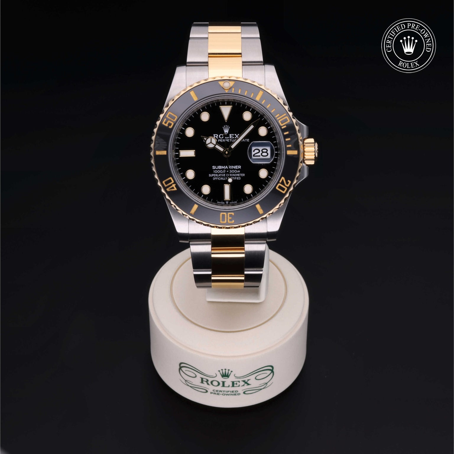 Rolex Certified Pre-owned Submariner M126613LN-0002 front on black background