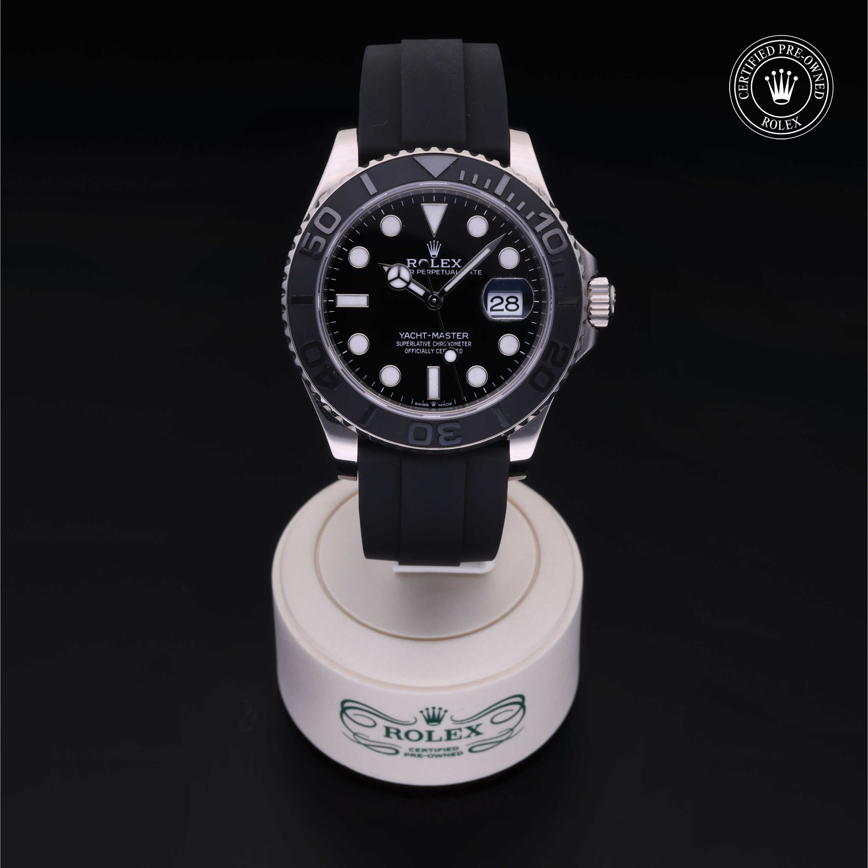 Rolex Certified Pre-owned Yacht-Master M226659-0002 front on black background