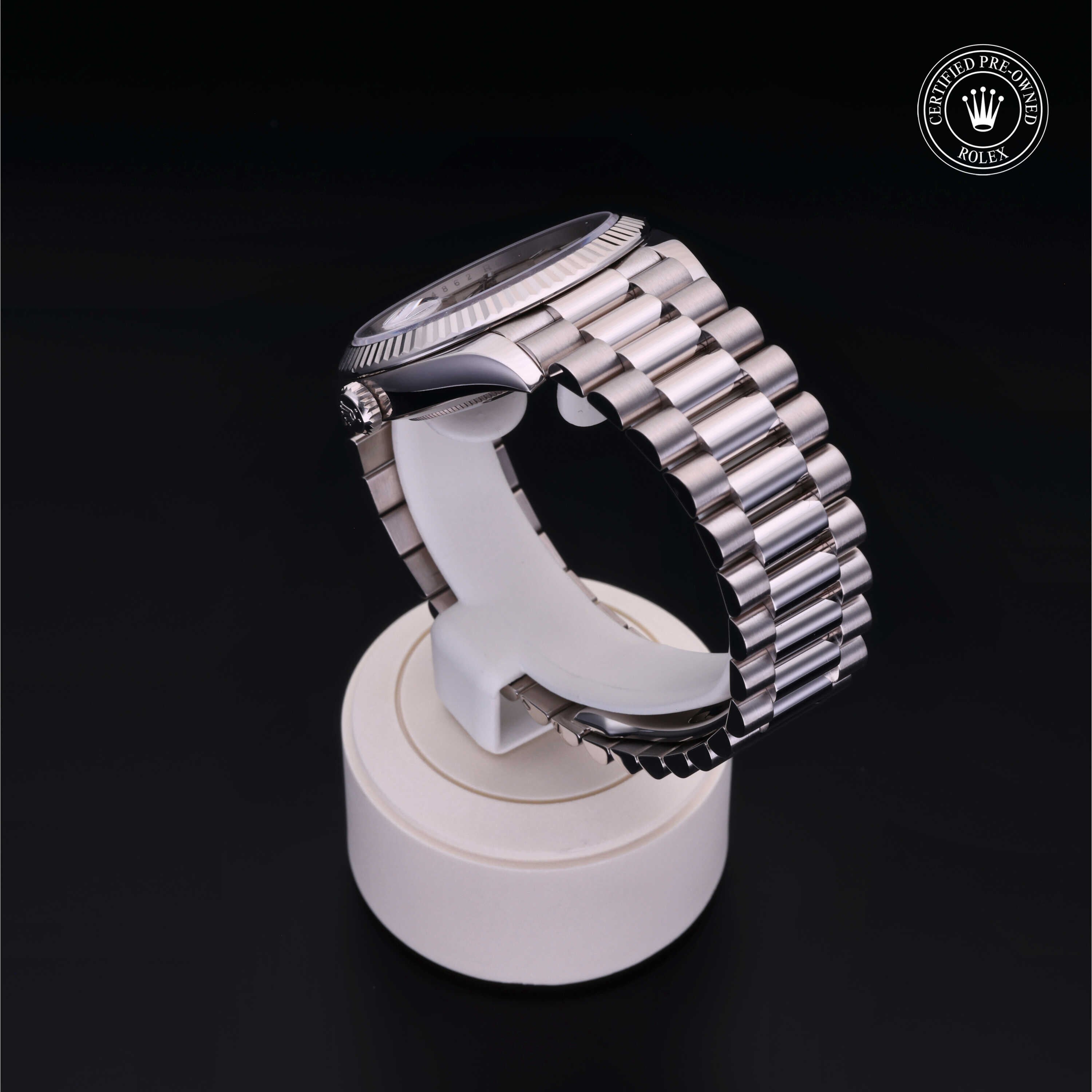 Rolex Certified Pre-owned Day-date M228239-0001 front on black background