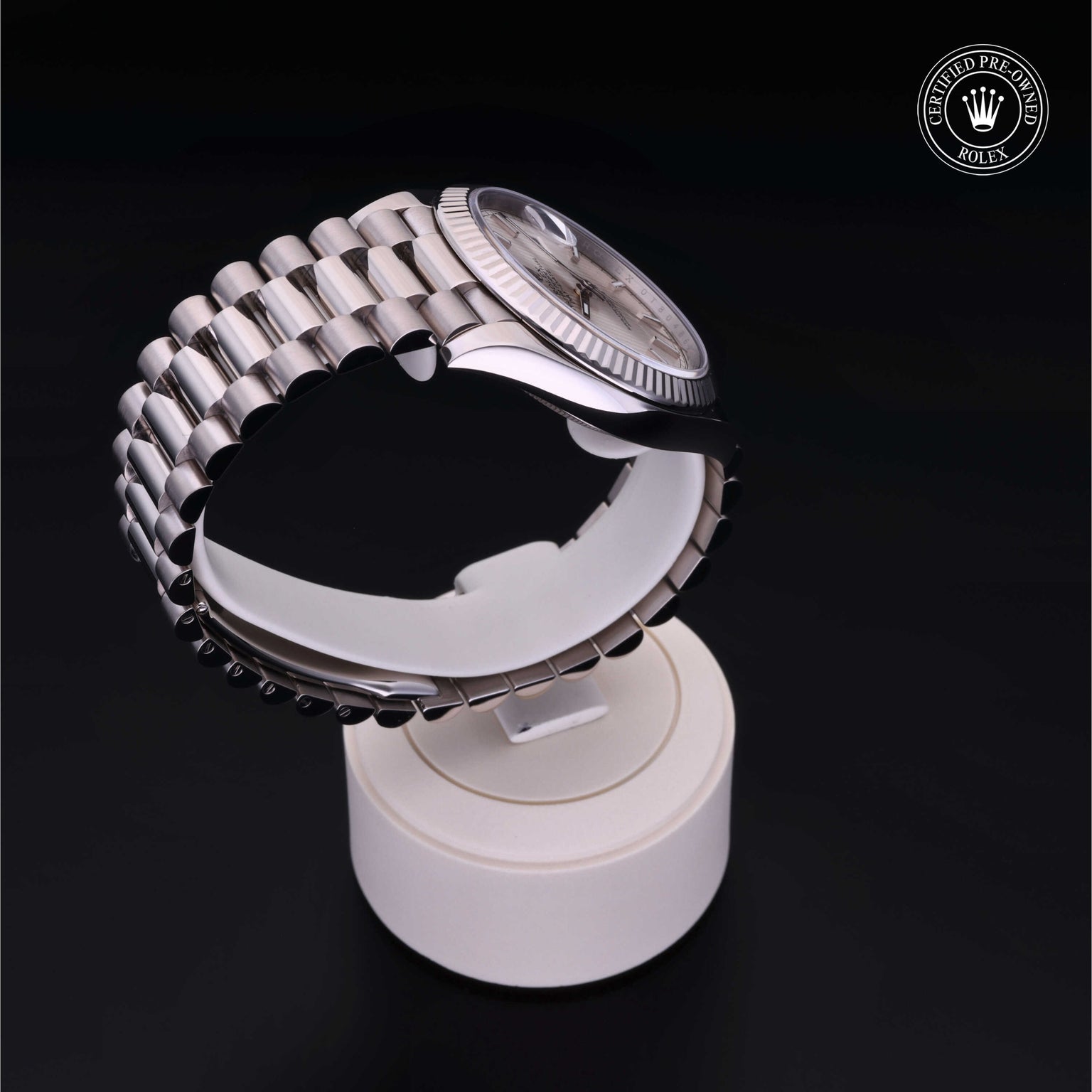 Rolex Certified Pre-owned Day-date M228239-0001 front on black background