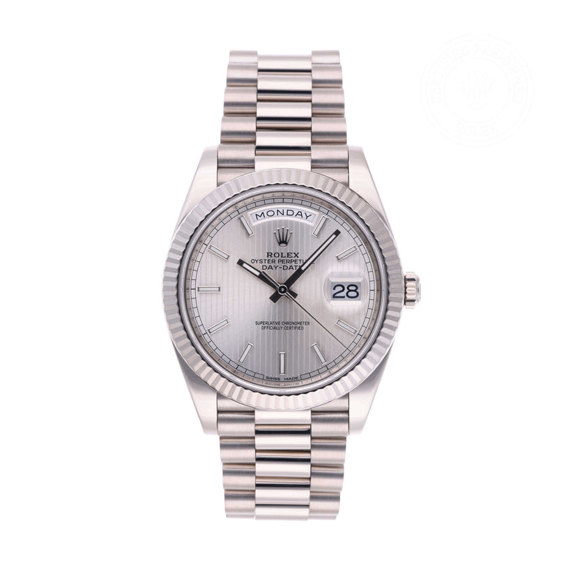 Rolex Certified Pre-owned Day-date M228239-0001 front on white background