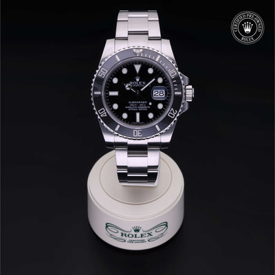 Rolex Certified Pre-owned Submariner M116610LN-0001 front on black background