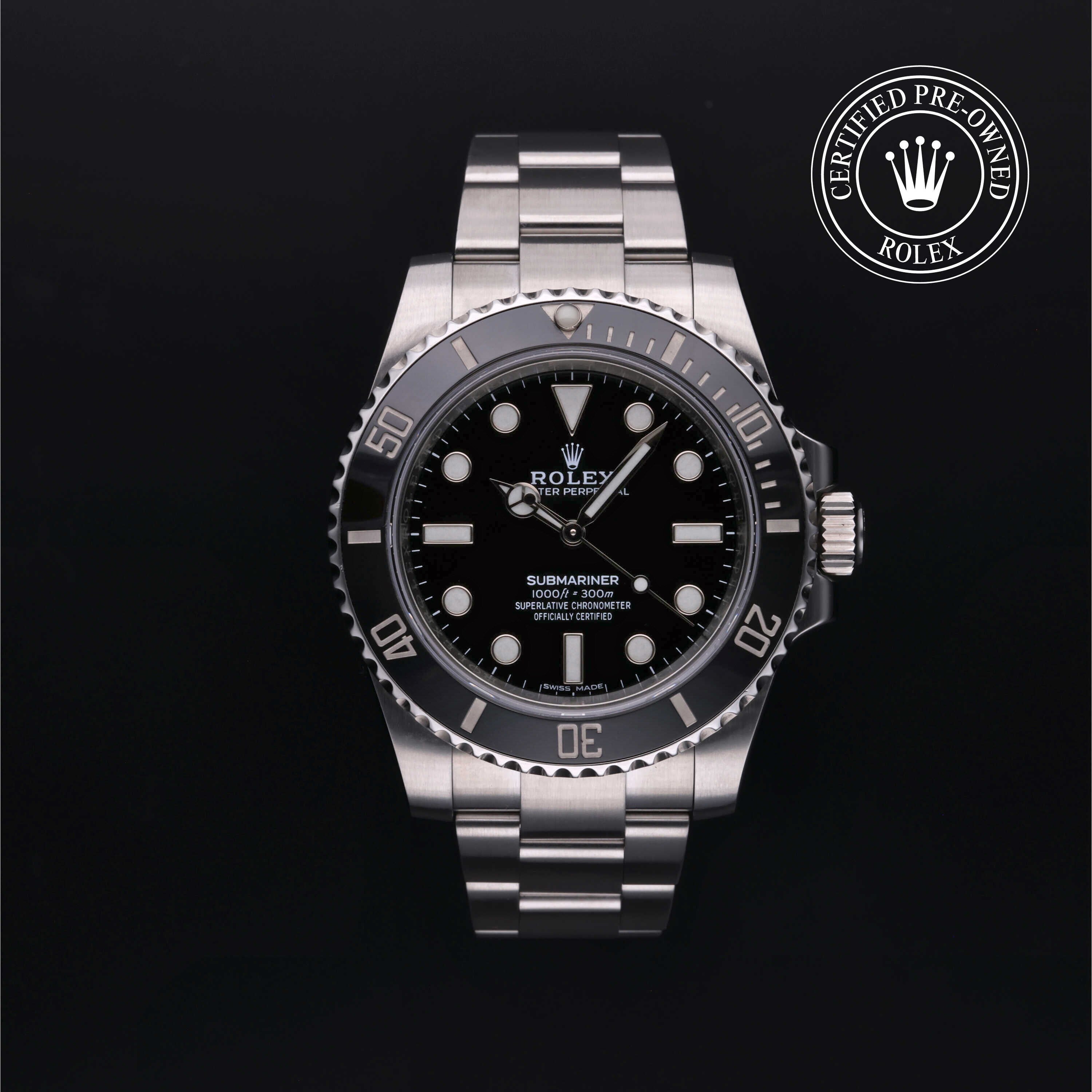 Rolex Certified Pre-owned Submariner M114060-0002 front on black background