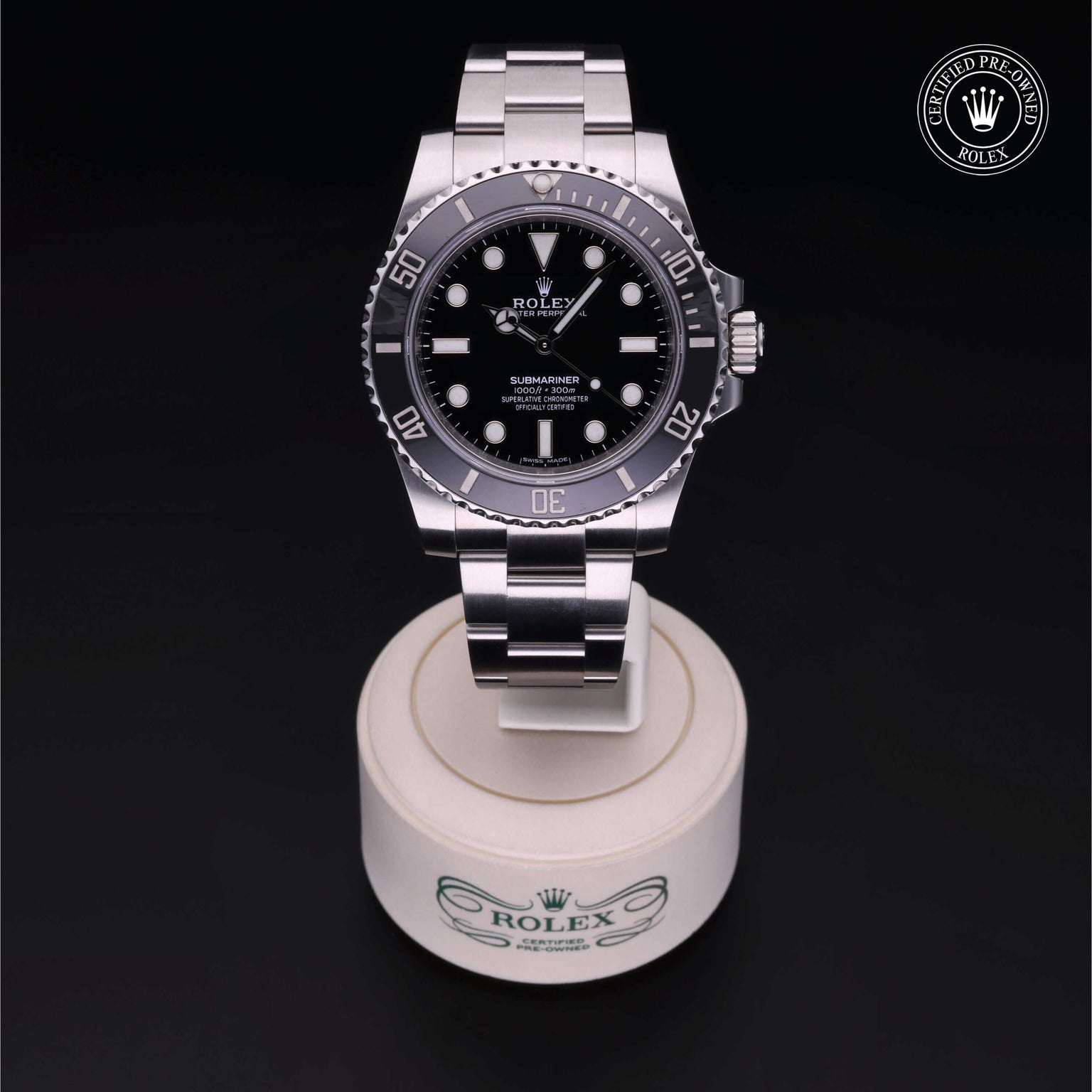 Rolex Certified Pre-owned Submariner M114060-0002 front on black background