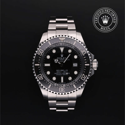 Rolex Certified Pre-owned Sea-Dweller M116660-0001 front on black background