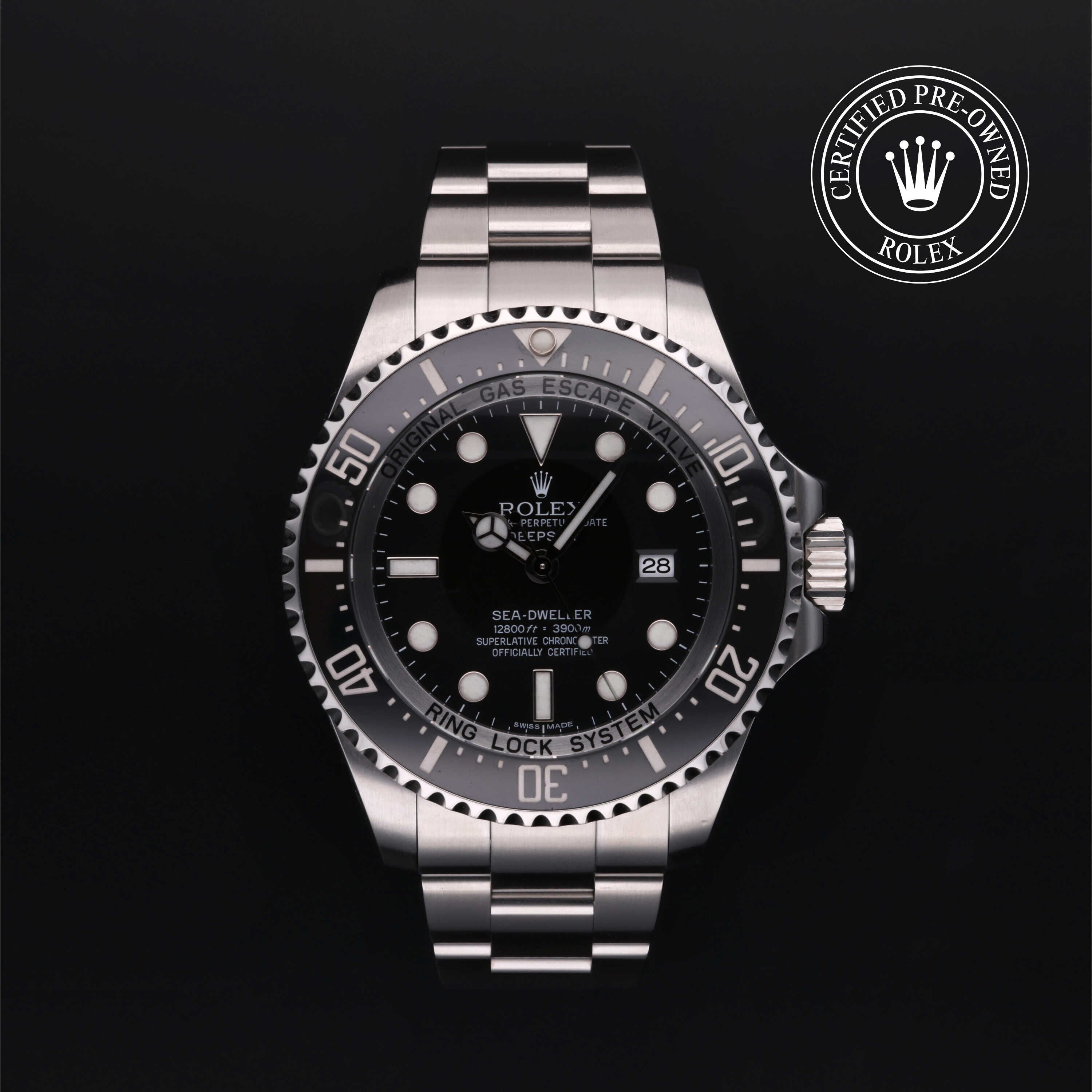 Rolex Certified Pre-owned Sea-Dweller M116660-0001 front on black background