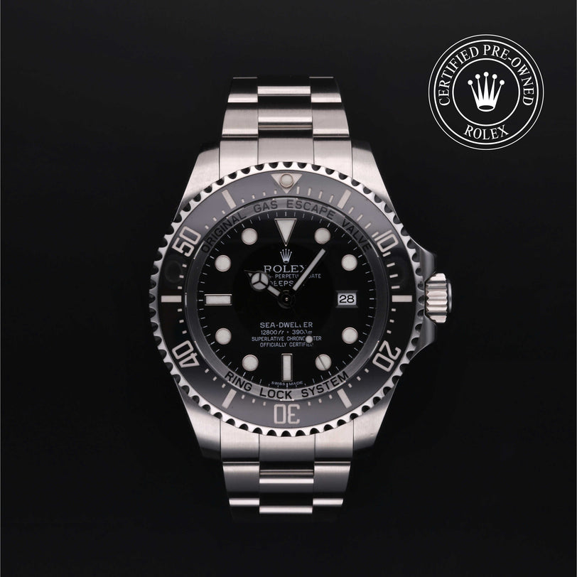 Rolex Certified Pre-owned Sea-Dweller M116660-0001 front on black background