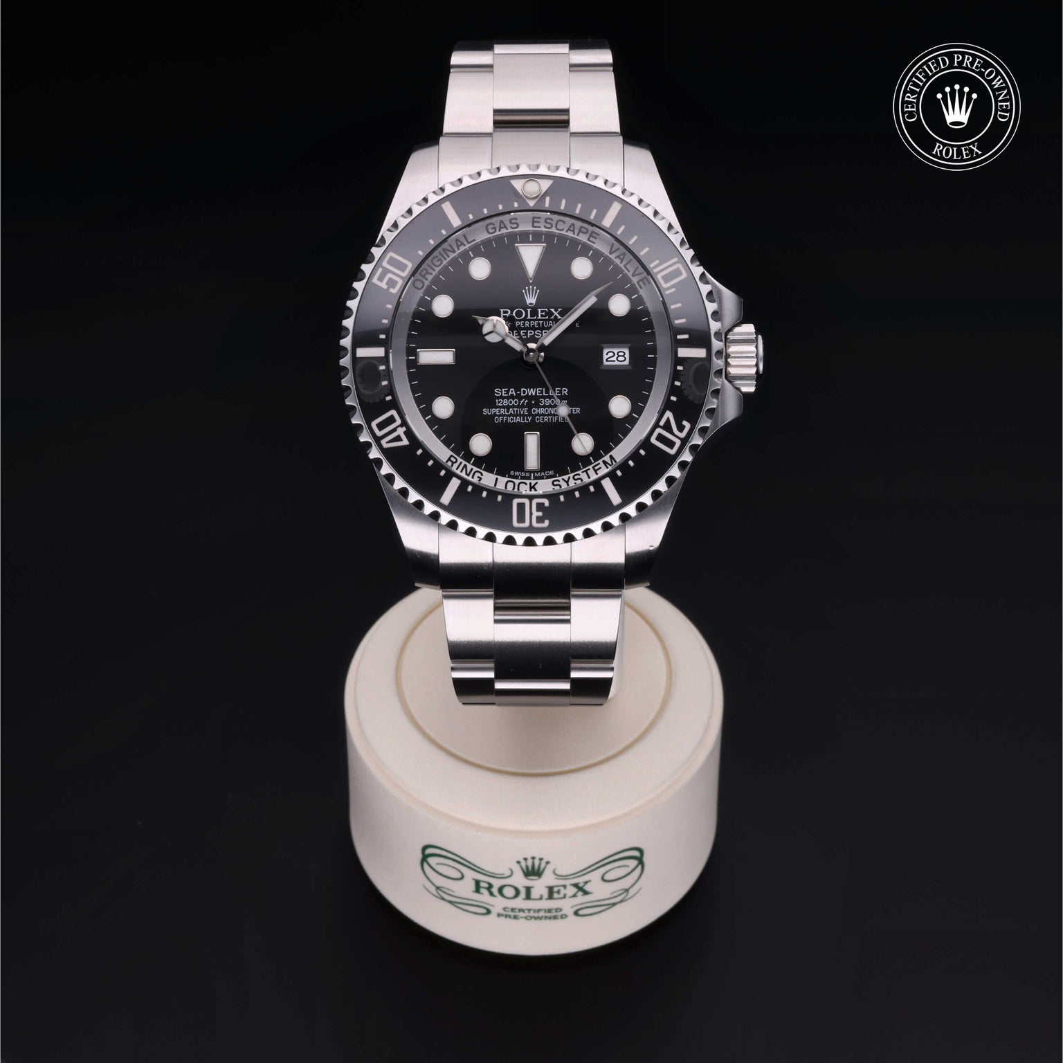 Rolex Certified Pre-owned Sea-Dweller M116660-0001 front on black background