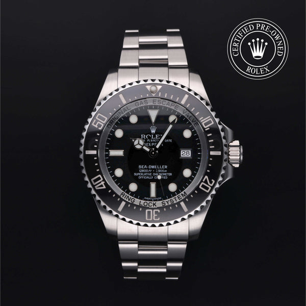Rolex Certified Pre-owned Sea-Dweller M116660-0001 front on black background