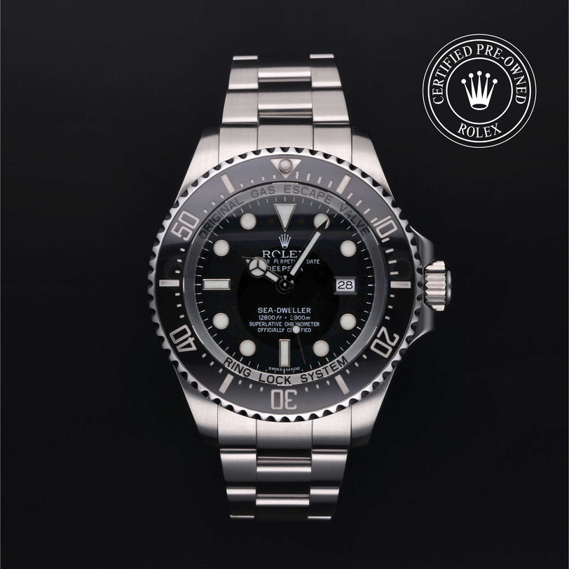 Rolex Certified Pre-owned Sea-Dweller M116660-0001 front on black background