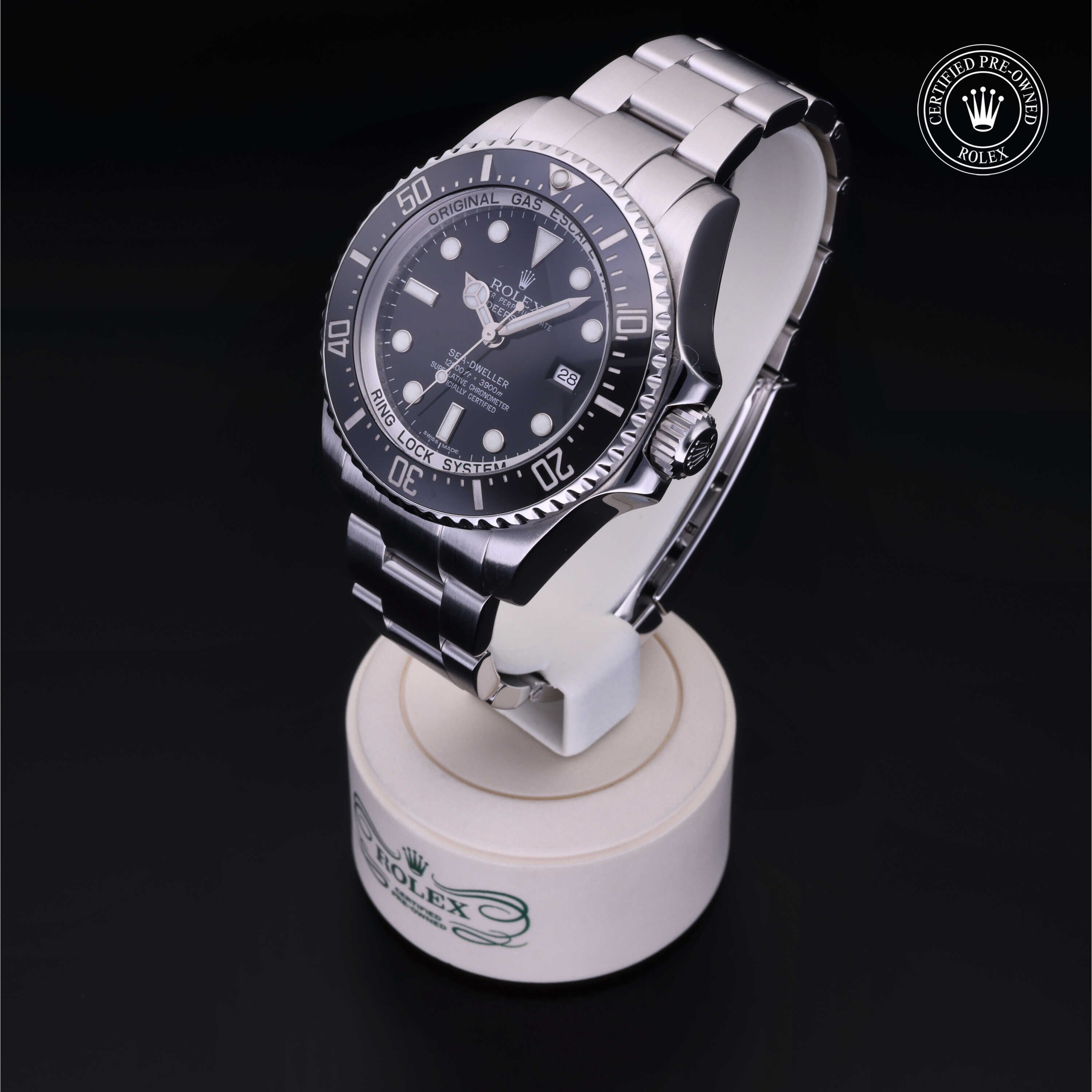 Rolex Certified Pre-owned Sea-Dweller M116660-0001 front on black background