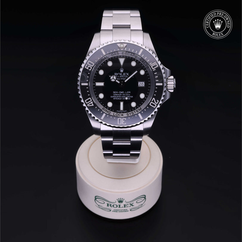 Rolex Certified Pre-owned Sea-Dweller M116660-0001 front on black background