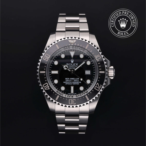 Rolex Certified Pre-owned Sea-Dweller M116660-0001 front on black background