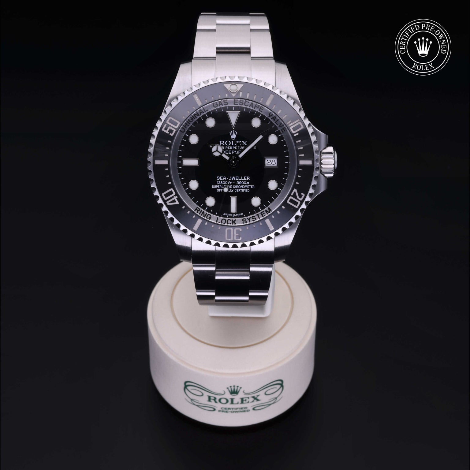 Rolex Certified Pre-owned Sea-Dweller M116660-0001 front on black background
