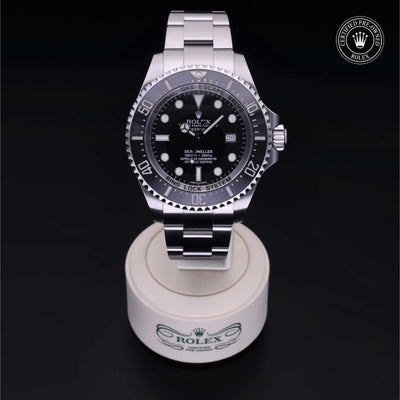Rolex Certified Pre-owned Sea-Dweller M116660-0001 front on black background