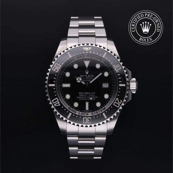 Rolex Certified Pre-owned Sea-Dweller M116660-0001 front on black background