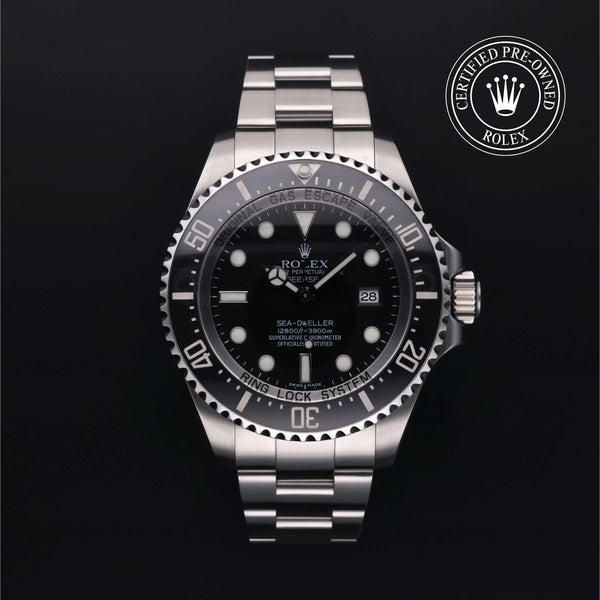 Rolex Certified Pre-owned Sea-Dweller M116660-0001 front on black background