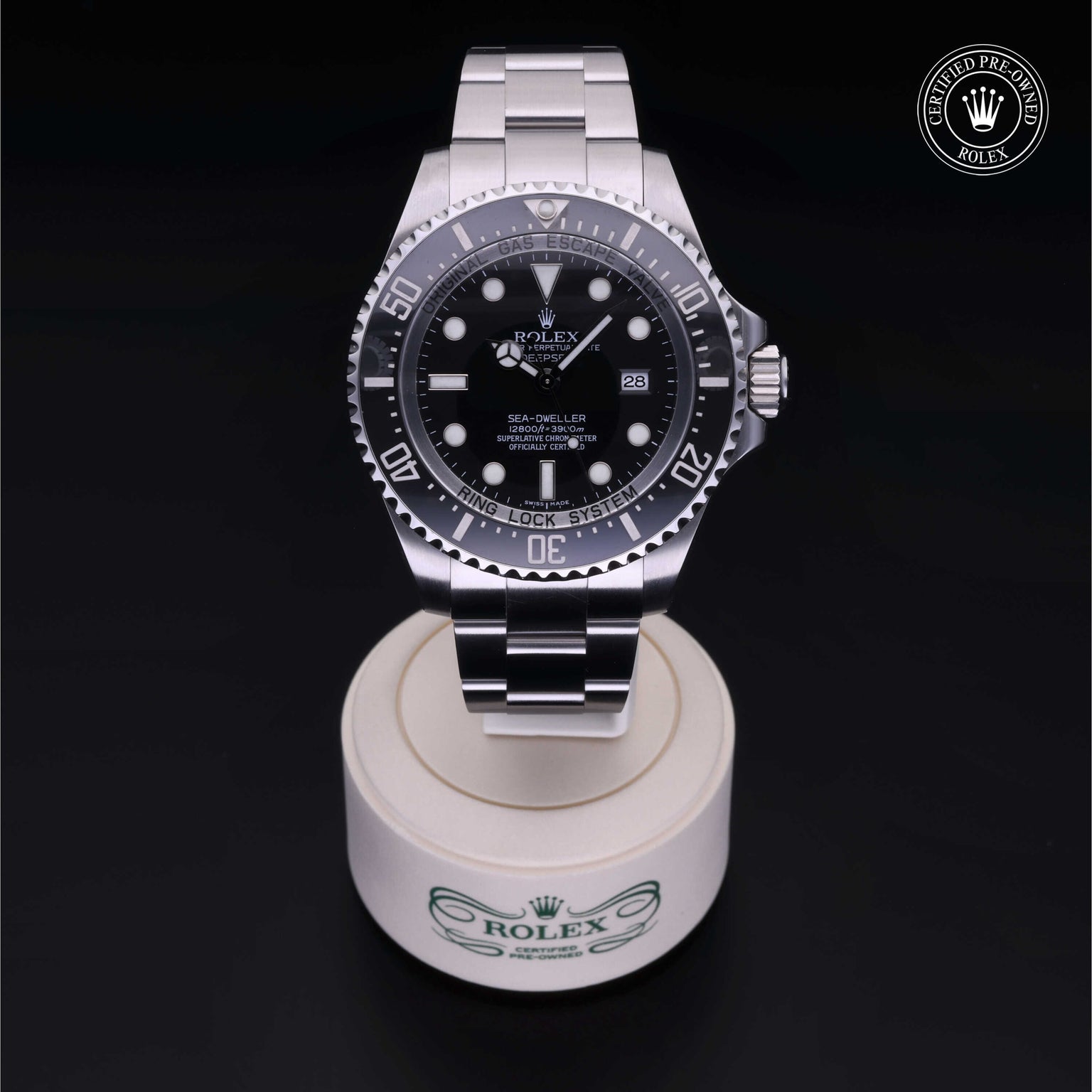 Rolex Certified Pre-owned Sea-Dweller M116660-0001 front on black background