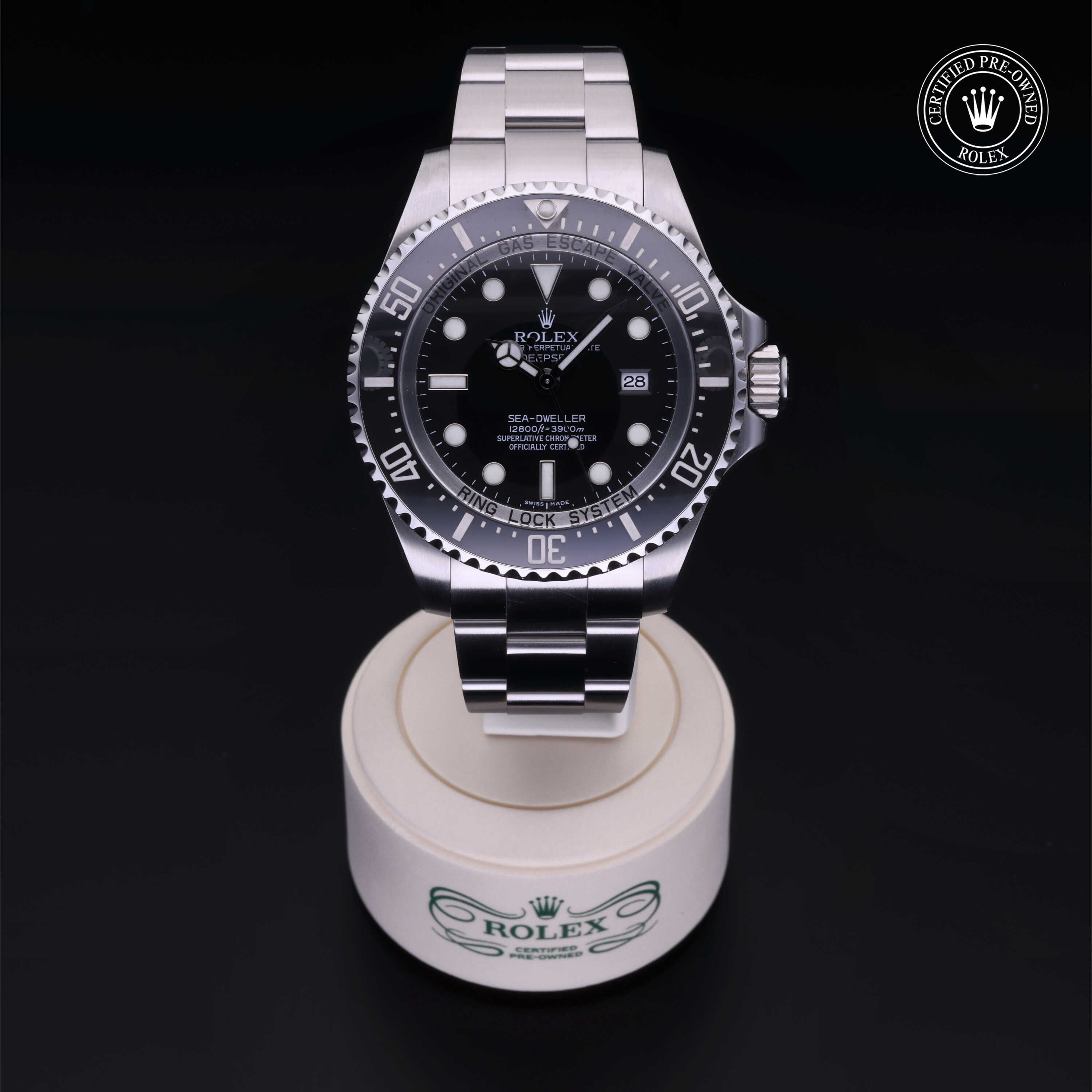 Rolex Certified Pre-owned Sea-Dweller M116660-0001 front on black background