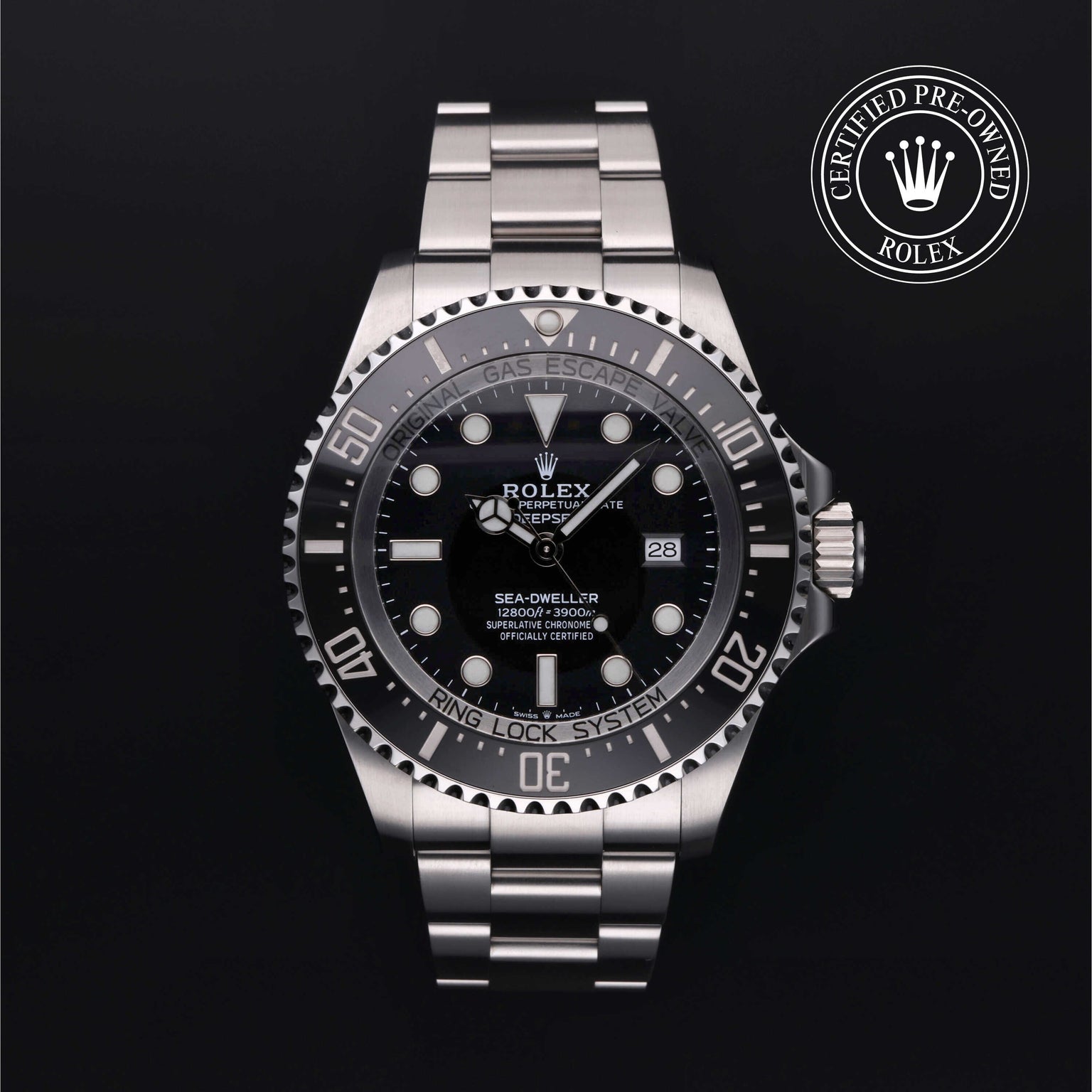 Rolex Certified Pre-owned Sea-Dweller M126660-0001 front on black background