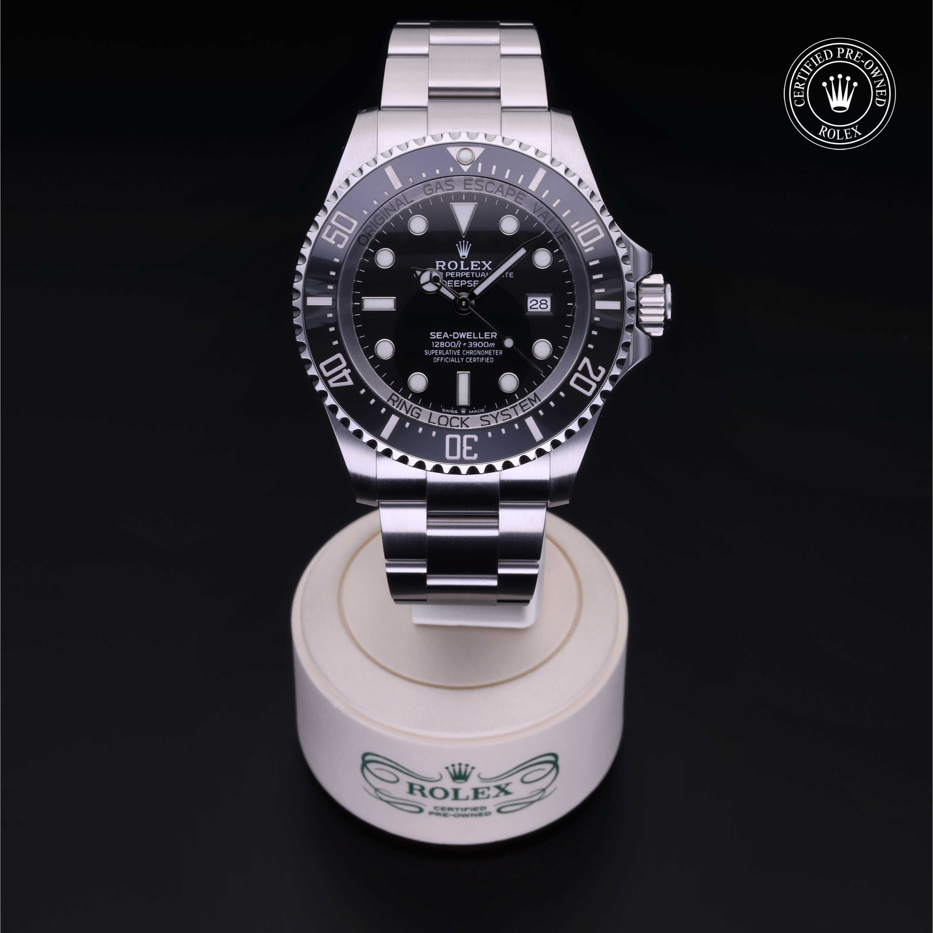 Rolex Certified Pre-owned Sea-Dweller M126660-0001 front on black background