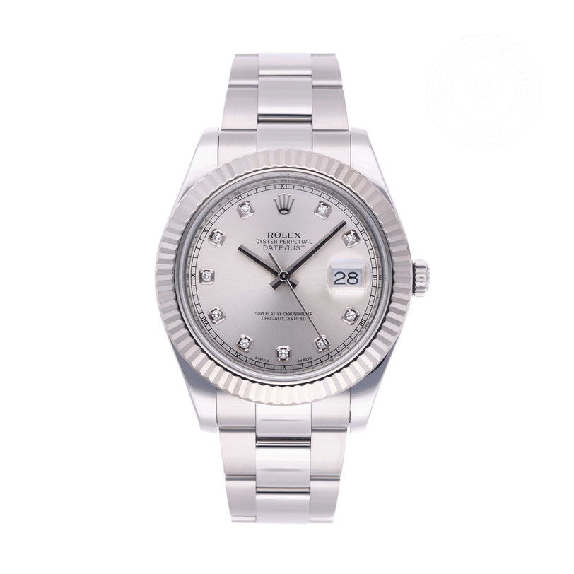 Rolex Certified Pre-owned Datejust M116334-0007 front on white background