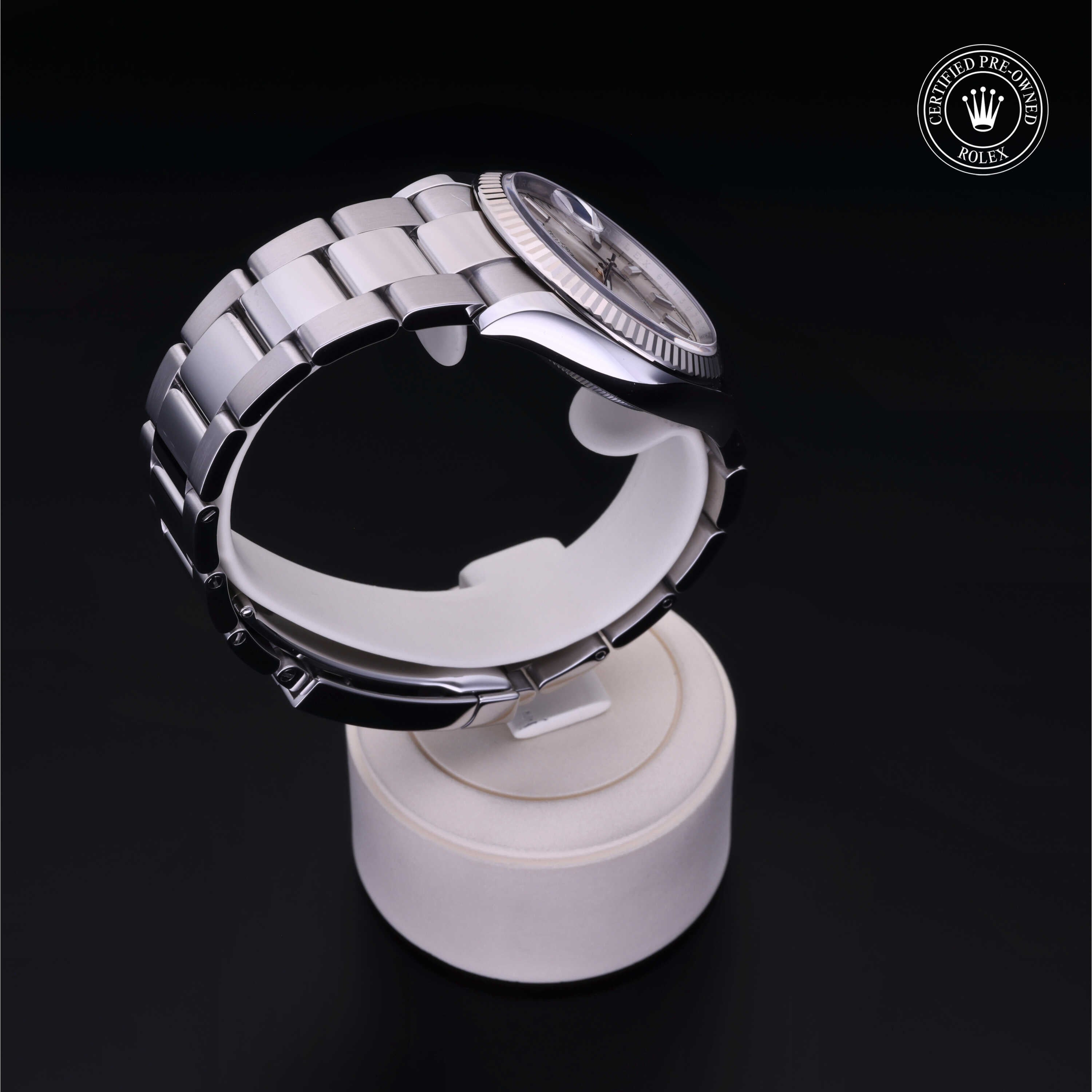 Rolex Certified Pre-owned Datejust M126234-0014 front on black background