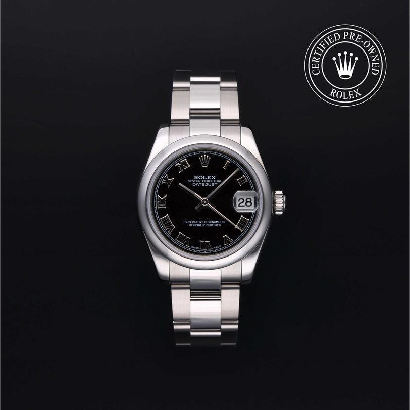 Rolex Certified Pre-owned Lady Datejust M178240-0013 front on black background