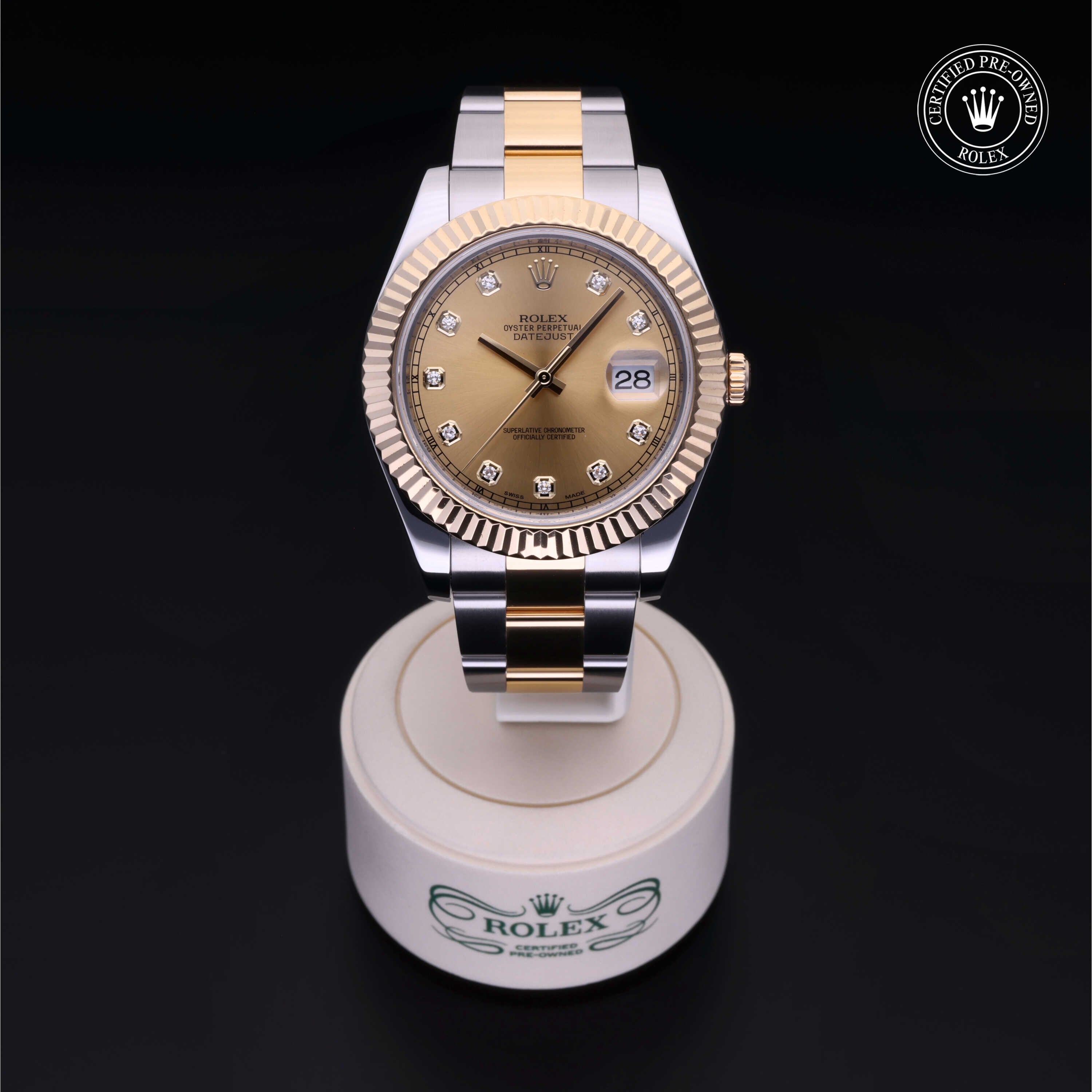 Rolex Certified Pre-owned Datejust M116333-0007 front on black background