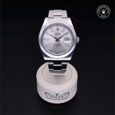 Rolex Certified Pre-owned Datejust M116300-0007 front on black background