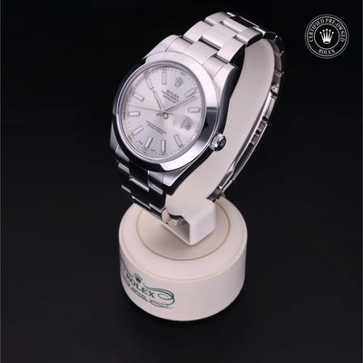 Rolex Certified Pre-owned Datejust M116300-0007 front on black background
