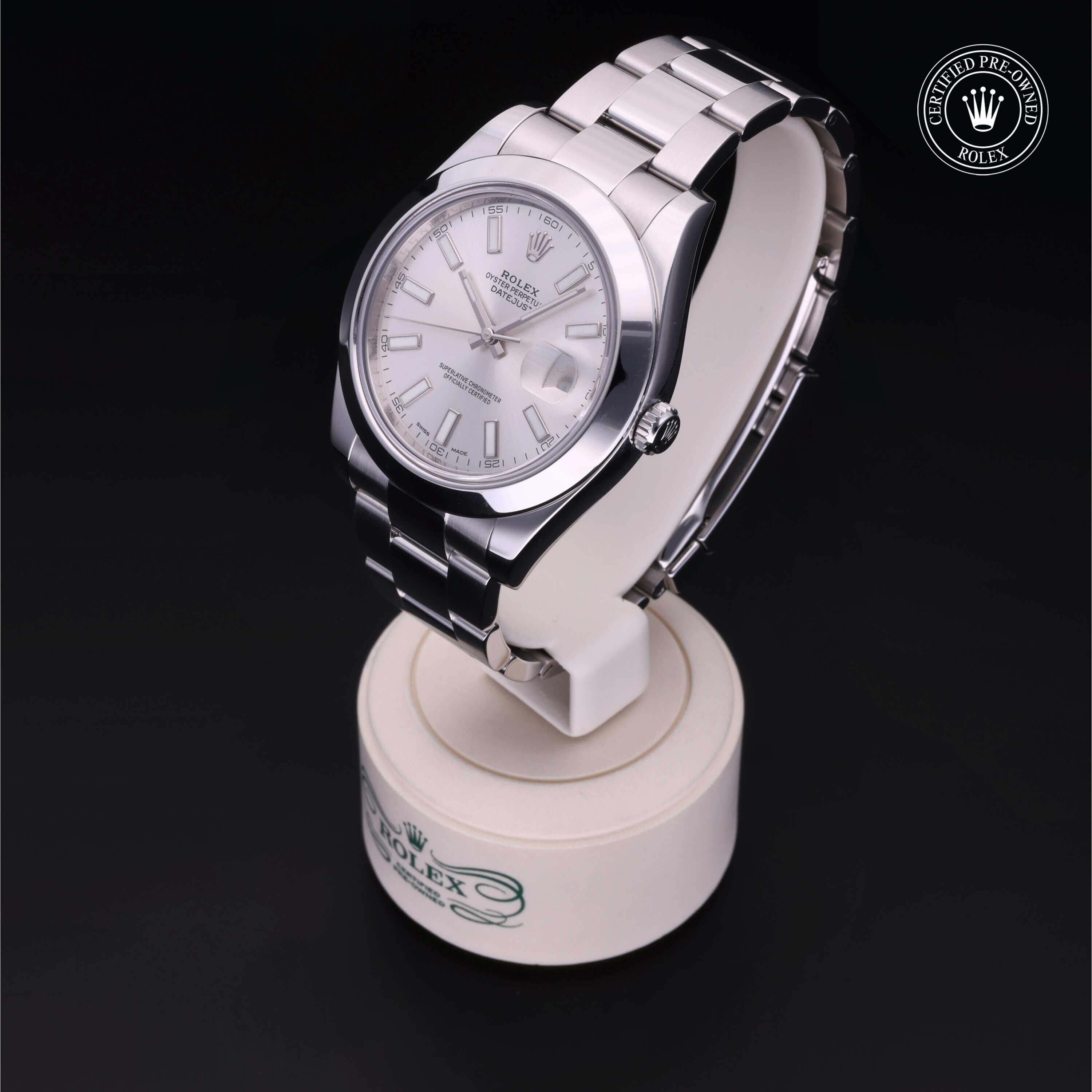 Rolex Certified Pre-owned Datejust M116300-0007 front on black background
