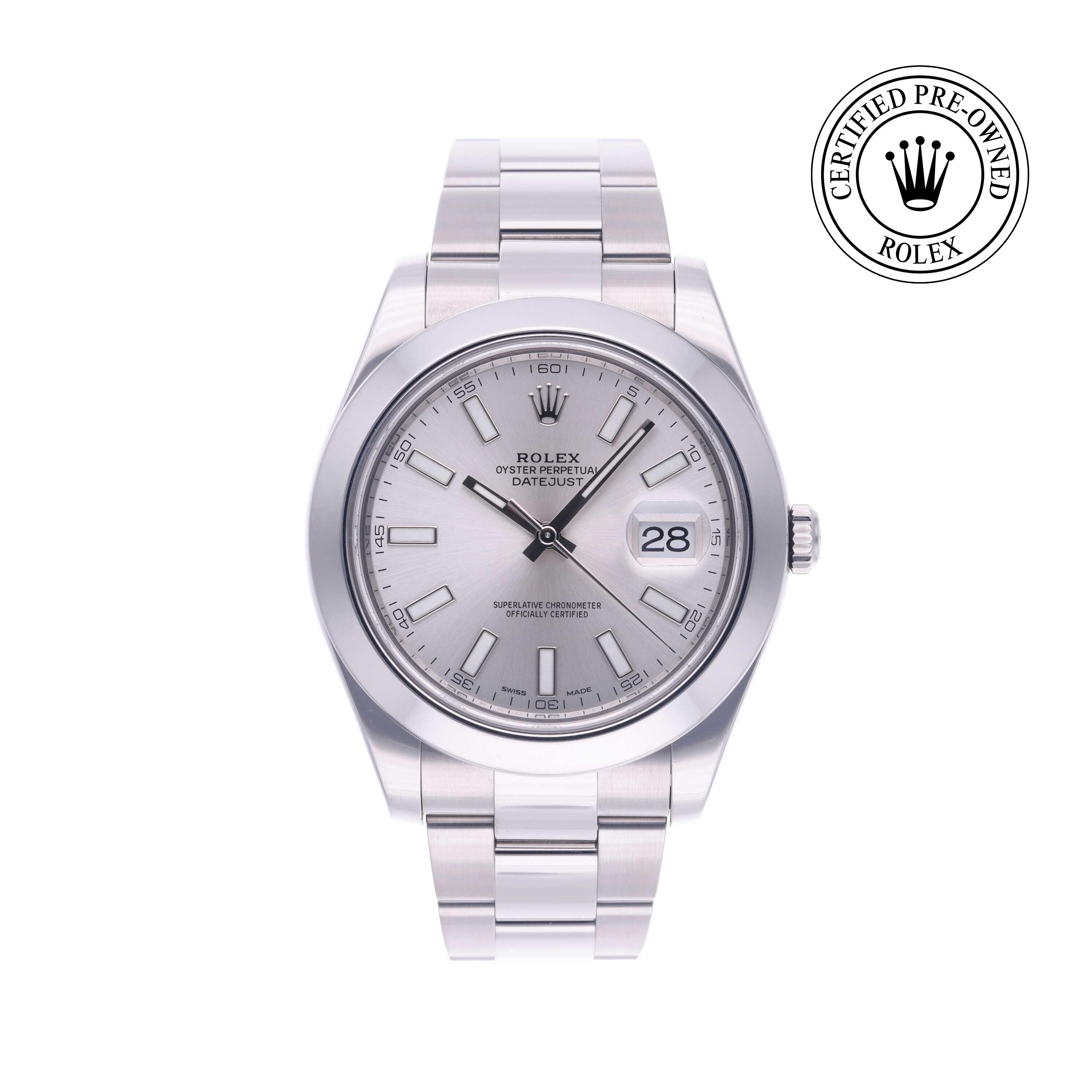 Rolex Certified Pre-owned Datejust M116300-0007 front on white background