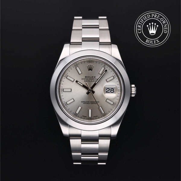 Rolex Certified Pre-owned Datejust M116300-0007 front on black background