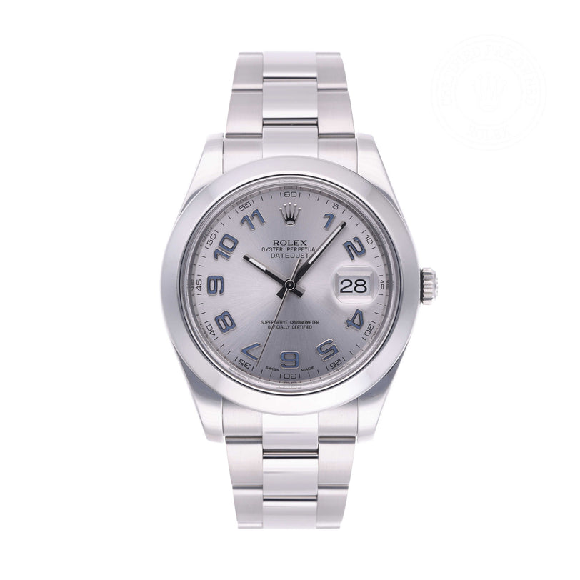 Rolex Certified Pre-owned Datejust M116300-0002 front on white background