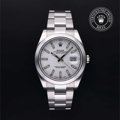 Rolex Certified Pre-owned Datejust M126300-0005 front on black background
