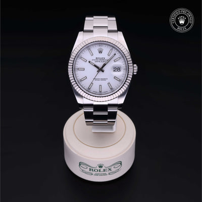 Rolex Certified Pre-owned Datejust M126334-0009 front on black background