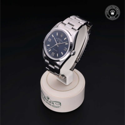 Rolex Certified Pre-owned Air-King M14000-0003 front on black background