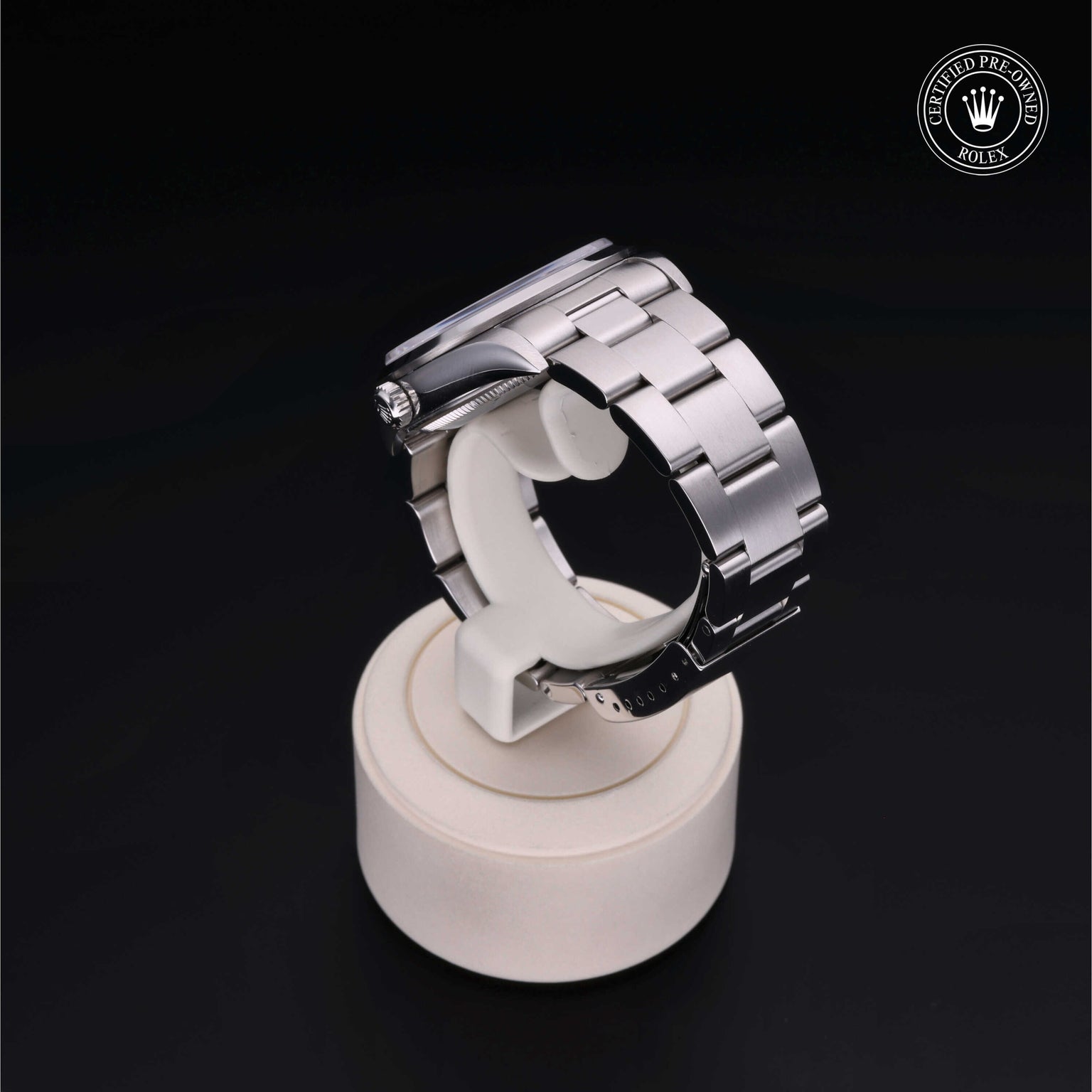 Rolex Certified Pre-owned Air-King M14000-0003 front on black background