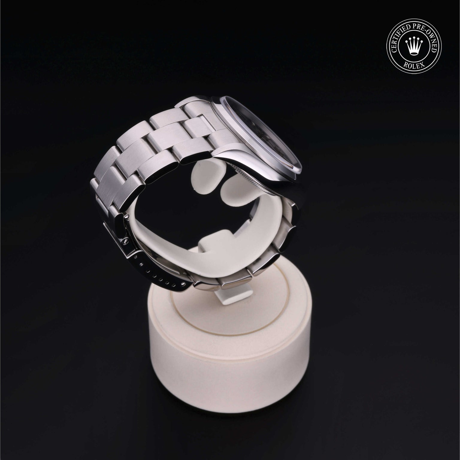 Rolex Certified Pre-owned Air-King M14000-0003 front on black background