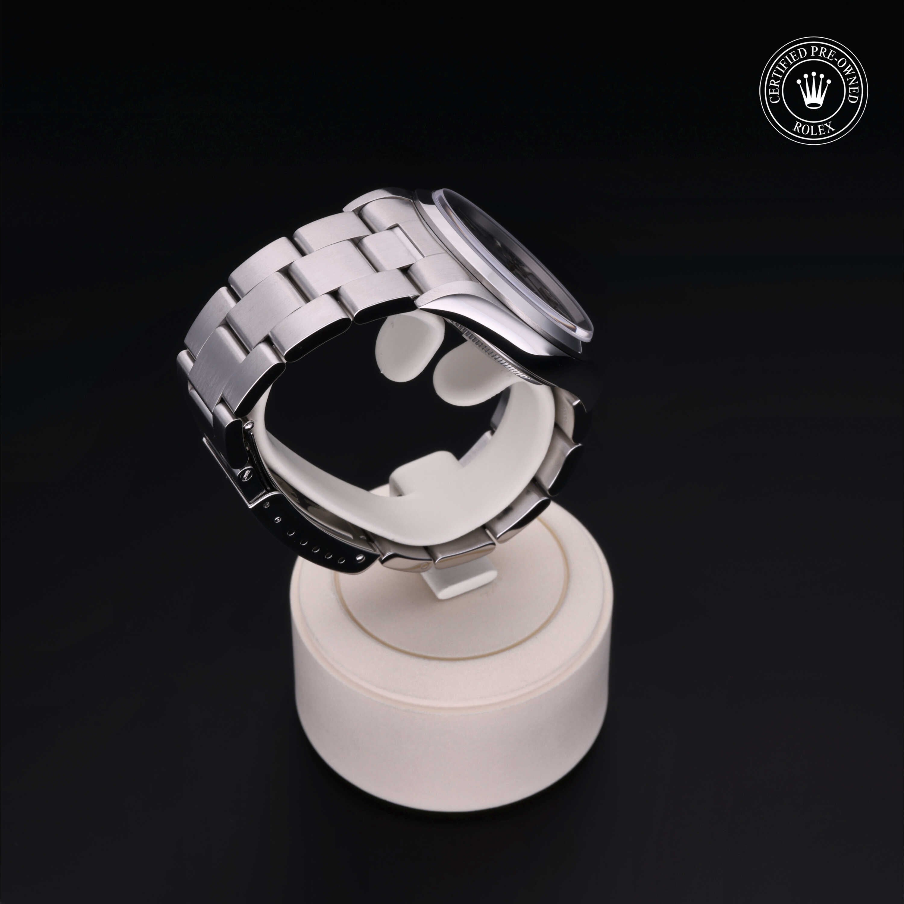 Rolex Certified Pre-owned Air-King M14000-0003 front on black background