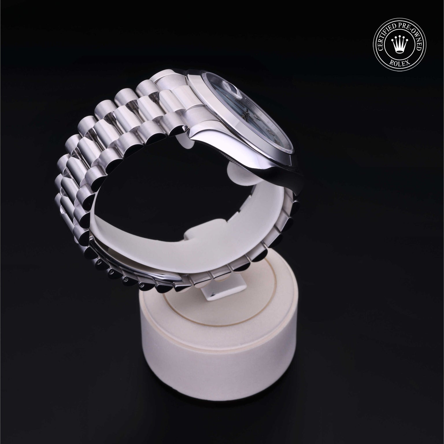 Rolex Certified Pre-owned Day-date M218206-0012 front on black background