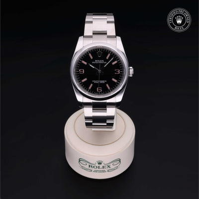 Rolex Certified Pre-owned Oyster Perpetual M116000-0006 front on black background