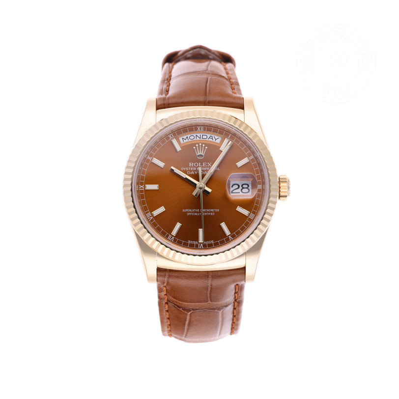 Rolex Certified Pre-owned Day-date M118138-0005 front on white background