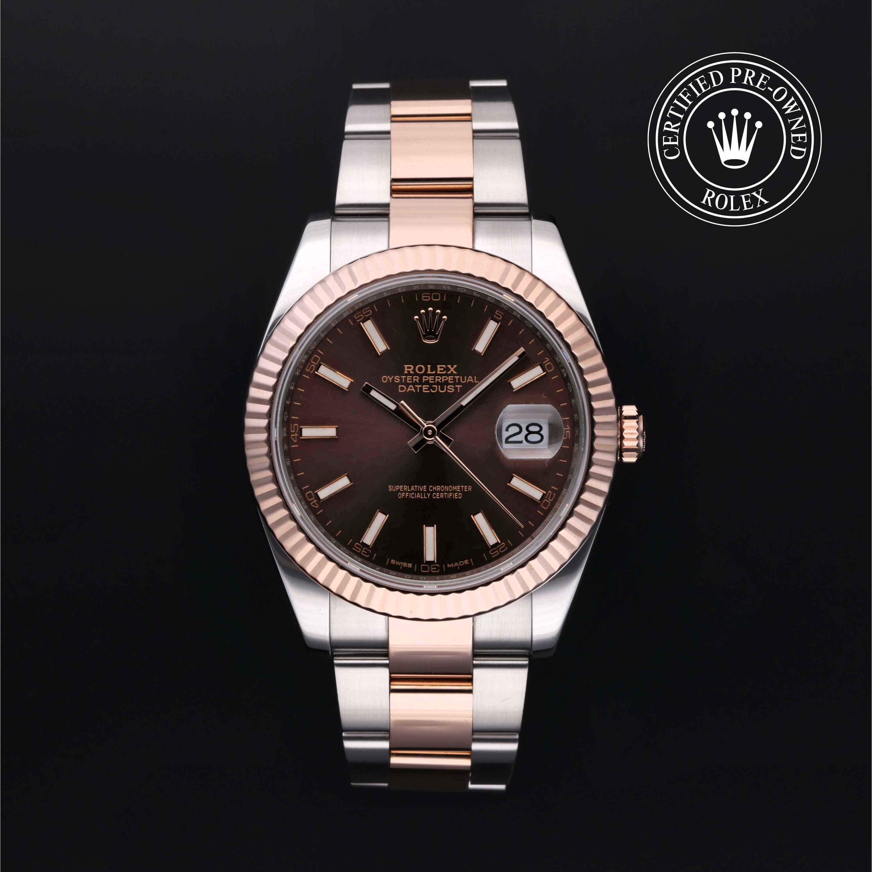 Rolex Certified Pre-owned Datejust M126331-0001 front on black background