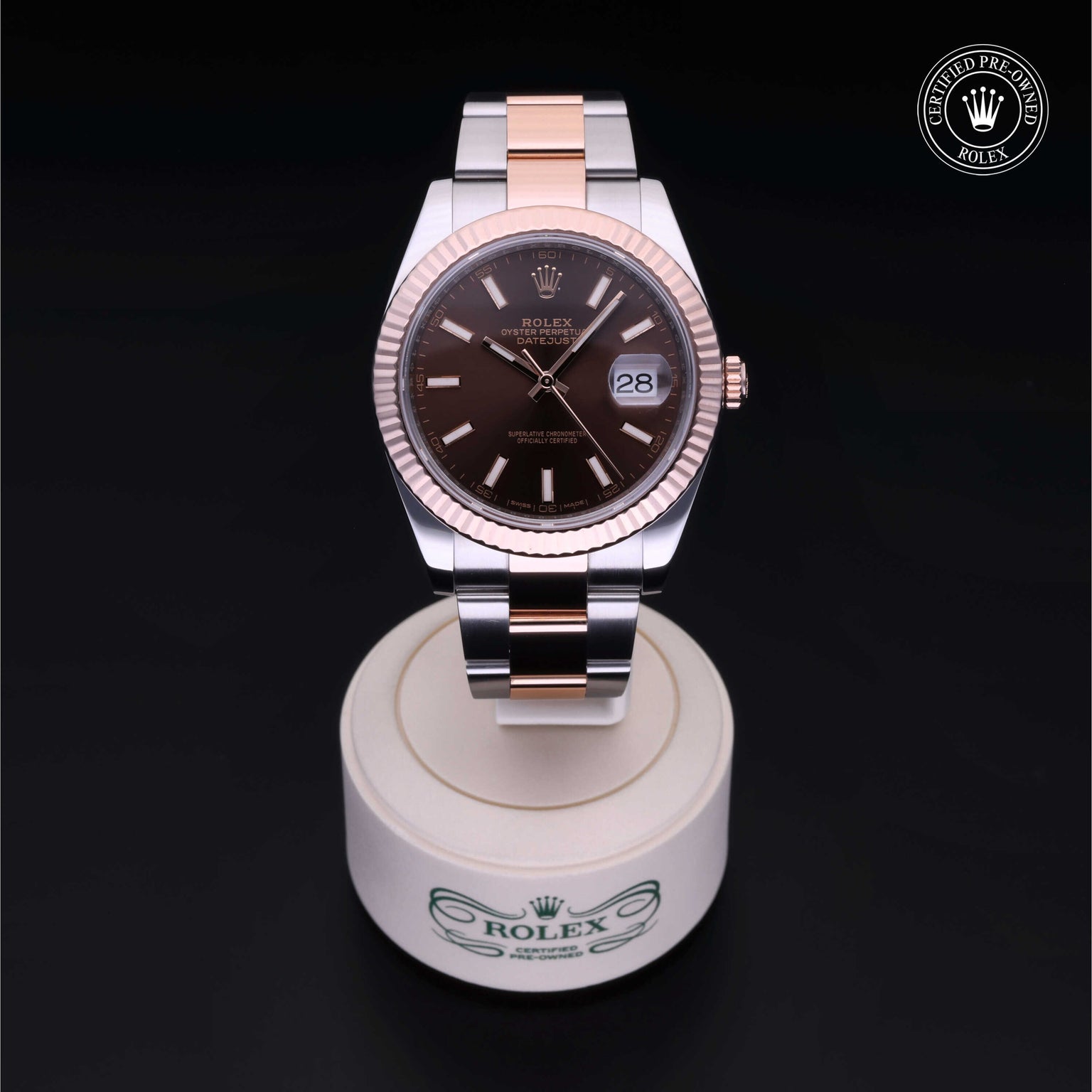 Rolex Certified Pre-owned Datejust M126331-0001 front on black background
