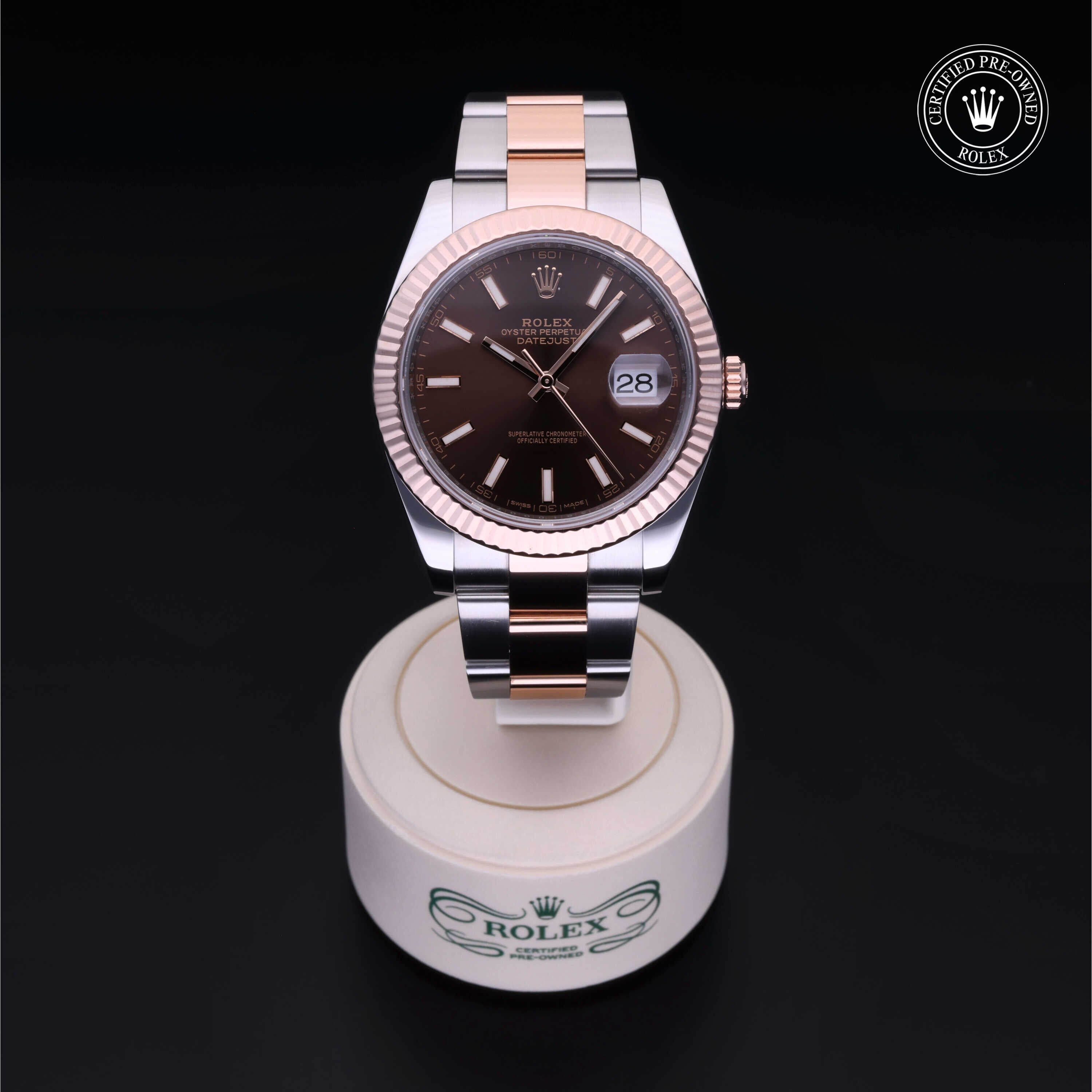 Rolex Certified Pre-owned Datejust M126331-0001 front on black background