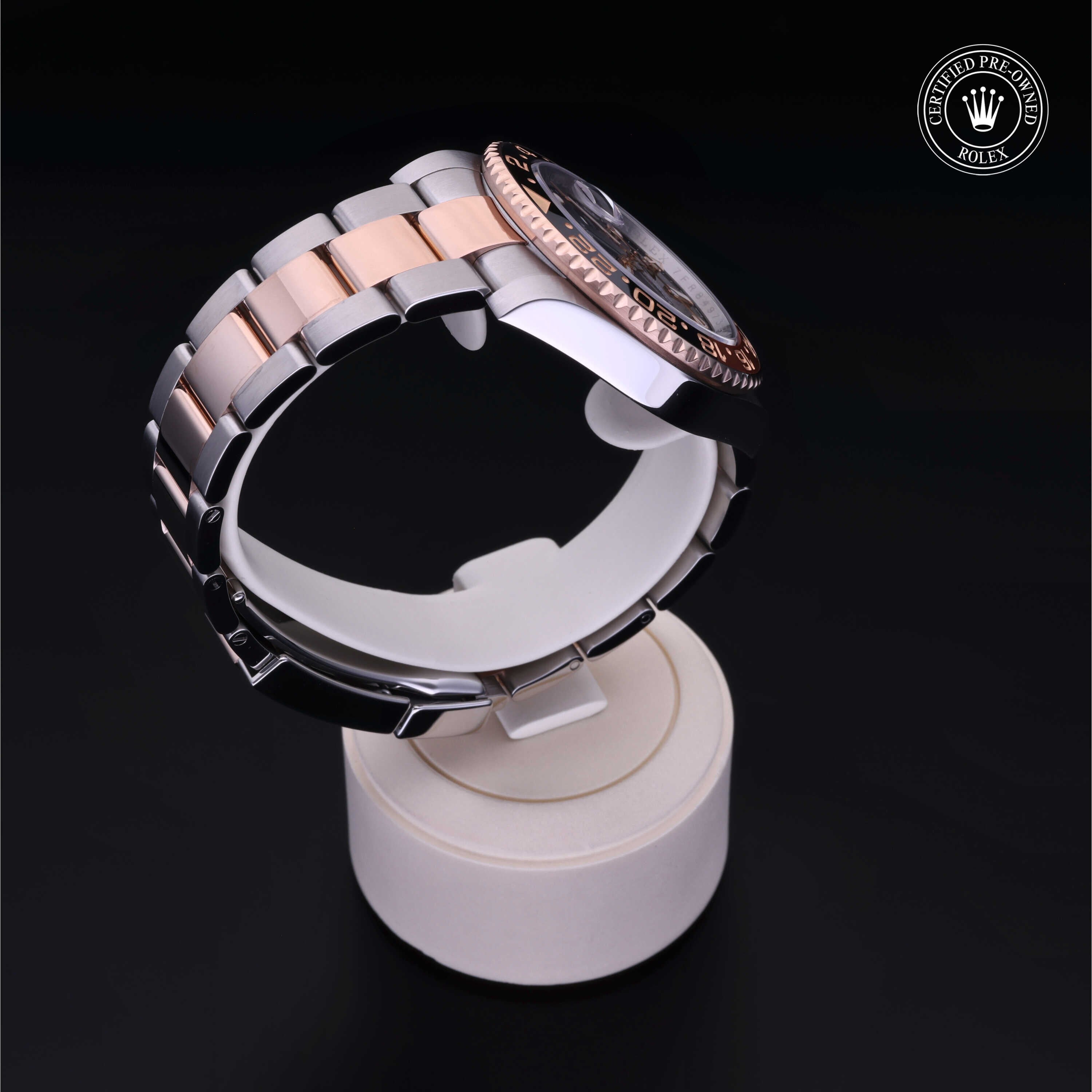 Rolex Certified Pre-owned GMT M126711CHNR-0002 front on black background