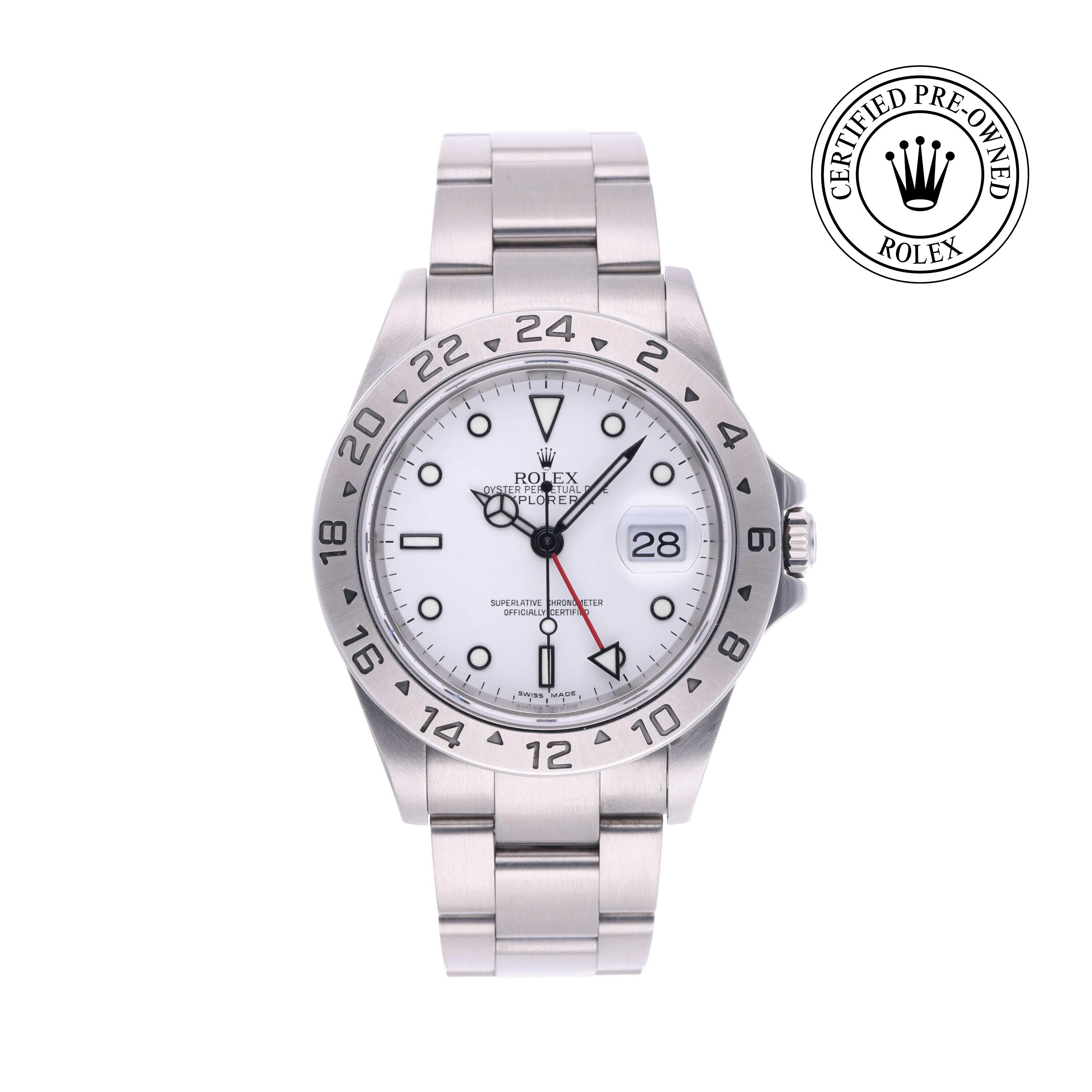 Rolex Certified Pre-owned Explorer M16570-0006 front on white background